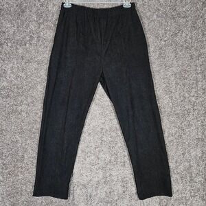 Corduory Black Elastic Waist Pull On Straight Leg Pants XL